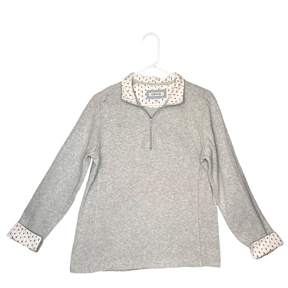 Orvis Heather Gray Quarter-Zip Pullover, Medium